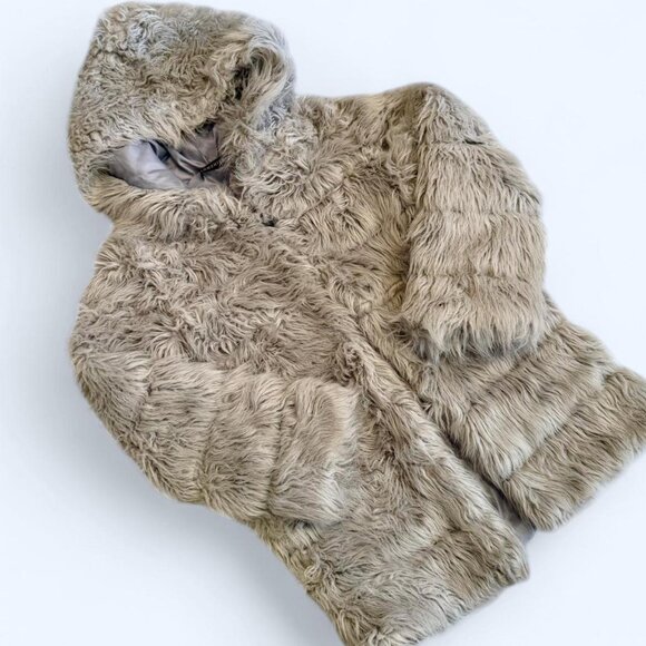 Lanshifei super soft & fluffy FAUX FUR teddy jacket ~ soft gray ~ w/ hood! - Picture 2 of 8